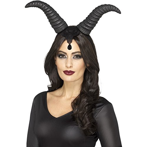 NET TOYS Dämonen Hörner Teufelshörner schwarz Halloween Haarreif Satan Lange Tierhörner von NET TOYS