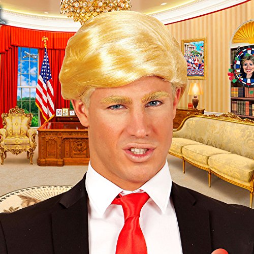 NET TOYS Donald Trump Perücke Herrenperücke Präsident Trump Toupet Schlagerstar Faschingsperücke blond von NET TOYS