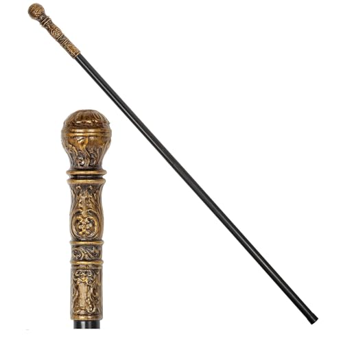 NET TOYS Edler Spazierstock Lord - Schwarz-Gold 108 cm - Königliches Unisex-Kostüm-Zubehör Edelmann Stab Renaissance von NET TOYS