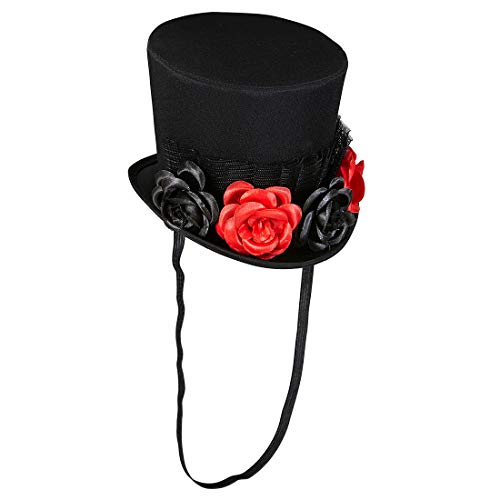 NET TOYS Eleganter Dia de los Muertos Mini-Hut - Schwarz-Rot - Hinreißende Damen-Kopfbedeckung Sugar Skull Mini-Zylinder mit Rosen - Perfekt geeignet für Halloween & Mottoparty NET TOYS Eleganter Dia de los Muertos Mini-Hut - Schwarz-Rot - Hinreißende Damen-Kopfbedeckung Sugar Skull Mini-Zylinder mit Rosen - Perfekt geeignet für Halloween & Mottoparty von NET TOYS