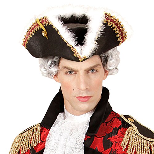 NET TOYS Eleganter Piratenhut mit Federn Dreispitz Hut Admiral Mittelalter Hut Freibeuter Gardehut Pirat von NET TOYS