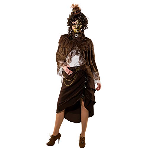 NET TOYS Eleganter Steampunk-Umhang für Frauen | Braun in Größe L/XL (44-50) | Vielseitiges Damen-Cape Lady | Ideal für Karneval & Halloween von NET TOYS