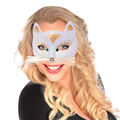 NET TOYS Extravagante Augenmaske Mieze-Katze - Weiß - Tierisches Party-Accessoire Katzenmaske für Damen - Wie geschaffen für Karneval & Kostümfest von NET TOYS