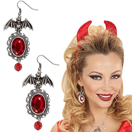 NET TOYS Extravagante Fledermaus-Ohrringe mit Schmuckstein - Silber-Rot - Funkelndes Damen-Accessoire Ohrhänger Gräfin Dracula - EIN Blickfang für Halloween & Gruselparty NET TOYS Extravagante Fledermaus-Ohrringe mit Schmuckstein - Silber-Rot - Funkelndes Damen-Accessoire Ohrhänger Gräfin Dracula - EIN Blickfang für Halloween & Gruselparty von NET TOYS