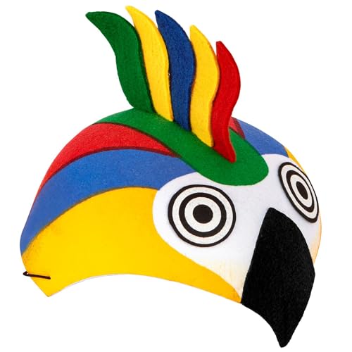 NET TOYS Farbenfrohe Papagei Mütze - Bunt - Schickes Kinder-Kostüm-Zubehör Paradies-Vogel Hut für Jungen und Mädchen von NET TOYS