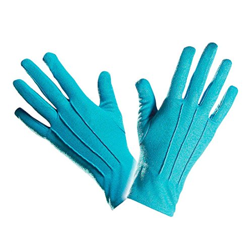 NET TOYS Fingerhandschuhe Kurze Handschuhe türkis mit Biesen Kostüm Zubehör Damenhandschuhe Kostüm Zubehör Clownhandschuhe Damen Handschuhe von NET TOYS
