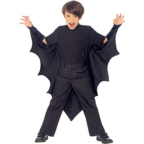 NET TOYS Fledermaus Flügel für Kinder schwarz | 1,20 m Spannweite | Origineller Vampirumhang | Dracula Cape für Jungen & Mädchen | EIN Blickfang für Halloween & Kinderfasching von NET TOYS