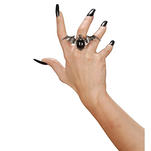 NET TOYS Fledermausring Gothic Ring Silber-schwarz Fledermaus Ring Vampirring Halloween Schmuck Kostüm Accessoire Hexe Vampir Zauberin Dracula NET TOYS Fledermausring Gothic Ring Silber-schwarz Fledermaus Ring Vampirring Halloween Schmuck Kostüm Accessoire Hexe Vampir Zauberin Dracula von NET TOYS
