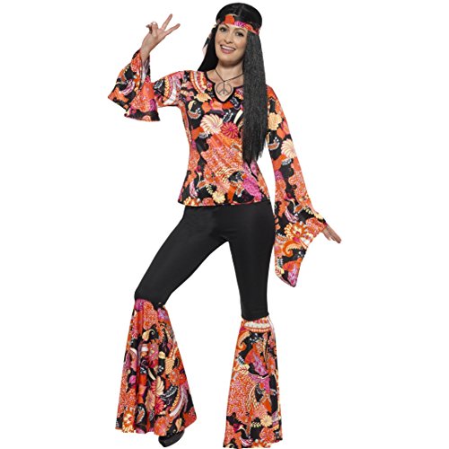 NET TOYS Flower Power Kostüm Hippie Damenkostüm M (38/40) 70er Jahre Outfit Schlagermove Woodstock Verkleidung Damen von NET TOYS
