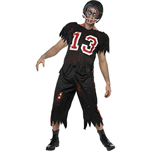 NET TOYS Football Kostüm Zombie schwarz L 52/54 Footballkostüm Footballerkostüm Horrorkostüm Halloweenkostüm Footballer Sportler Halloween von NET TOYS