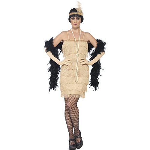 NET TOYS Goldenes Flapper Dress Charleston Kleid S (34/36) 20er Jahre Kostüm Gatsby Fransenkleid von NET TOYS