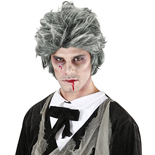 NET TOYS Graue Zombie Perücke Herrenperücke Untoter Halloweenperücke Monster Kurzhaarperücke Halloween von NET TOYS