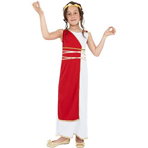 NET TOYS Griechische Göttin Robe Mädchen Kostüm Antike L 10-12 Jahre 140-158 cm Römerin Verkleidung Griechin Kinderkostüm Outfit Sparta Kleid mit Kopfschmuck Karnevalskostüm Kinder von NET TOYS