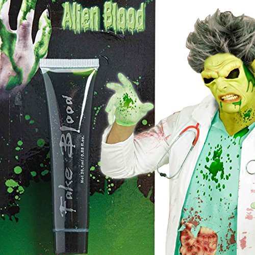 NET TOYS Grünes Blut Alien Kunstblut Zombie Blutgel Monster Schminkblut Predator Schminke Halloween Kosmetik Karneval Accessoires von NET TOYS