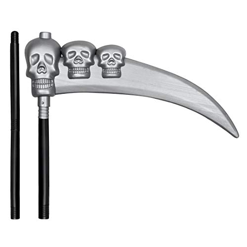 NET TOYS Gruselige Skelett Sense - Silber-Schwarz 103cm - Schauriges Party-Accessoires Todes-Sichel zusammensteckbar - Perfekt geeignet für Horror-Party & Halloween NET TOYS Gruselige Skelett Sense - Silber-Schwarz 103cm - Schauriges Party-Accessoires Todes-Sichel zusammensteckbar - Perfekt geeignet für Horror-Party & Halloween von NET TOYS