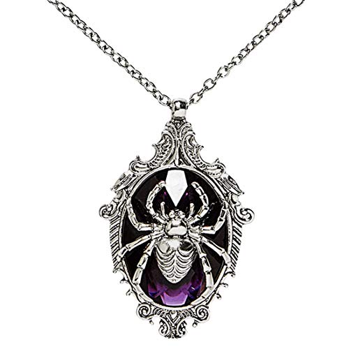 NET TOYS Halloween-Schmuck Spinne | Silber-Violett | Extravagantes Damen-Accessoire Gothic-Halskette Hexe | EIN Blickfang für Mottoparty & Horror-Party NET TOYS Halloween-Schmuck Spinne | Silber-Violett | Extravagantes Damen-Accessoire Gothic-Halskette Hexe | EIN Blickfang für Mottoparty & Horror-Party von NET TOYS