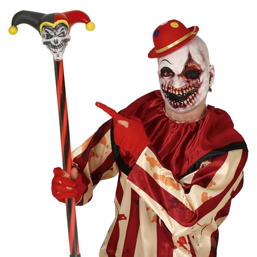 NET TOYS Halloween Zepter Clown - Bunt 90cm - Originelles Party-Kostüm-Zubehör Harlekin Gehstock - Spazierstock Zirkusclown für Horror-Party & Mottoparty von NET TOYS