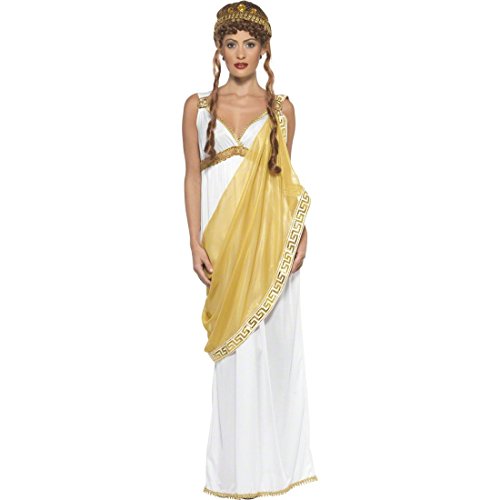 NET TOYS Helena von Troja Kostüm Griechin Römerin Weiß und Gold L 44/46 Sparta Kostüm Göttinkostüm Antikes Damenkostüm von NET TOYS