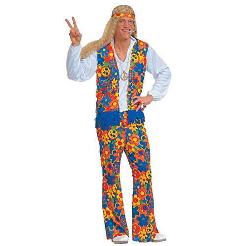 NET TOYS Herren Kostüm Hippie Man Kostüme Fasching Hippiekostüm Männer Flower Power Fasching Gr. XL 54/56 von NET TOYS