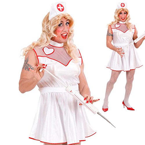 NET TOYS Herren Kostüm Krankenschwester Ärztin Männer Kostümset Nurse XL 54/56 JGA Männerkostüm Drag Queen Schwester Junggesellenabschied Travestie Ärztin Männerballett Faschingskostüm von NET TOYS
