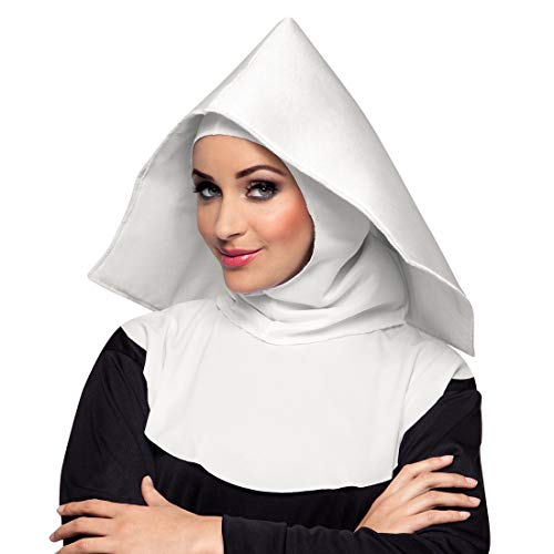 NET TOYS Hübsche Nonnenhaube mit Kragen für Frauen - Weiß - Hochwertiges Damen-Kostüm-Zubehör Nonnenkostüm Set - Perfekt geeignet für Karneval & Mottoparty von NET TOYS