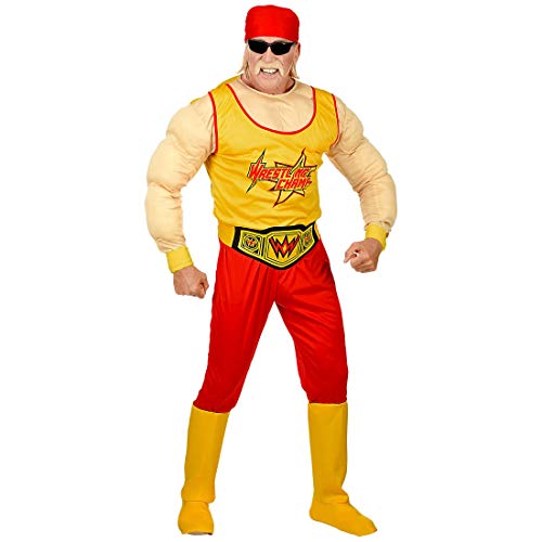 NET TOYS Hulk Hogan Kostüm - Gelb-Rot S (48) - Sportliches Männer-Outfit Ringer Herrenkostüm - Perfekt geeignet für Karneval & Mottoparty von NET TOYS
