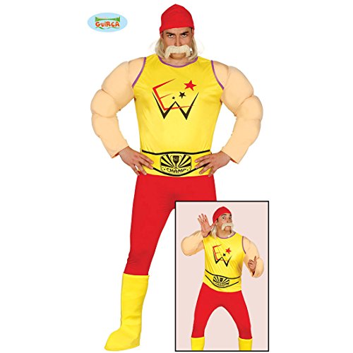 NET TOYS Hulk Hogan Kostüm Ringer Herrenkostüm Wrestler L (52/54) Wrestling Outfit Muskelkostüm von NET TOYS