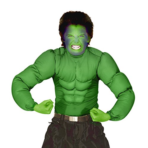 NET TOYS Monster Kostüm-Oberteil, Grün 128cm 5-7 Jahre, Comic Superheldenkostüm, Muskelkostüm Sixpack Muskel-Shirt, Kinder Halloween-Verkleidung Karnevalskostüme für Jungen von NET TOYS