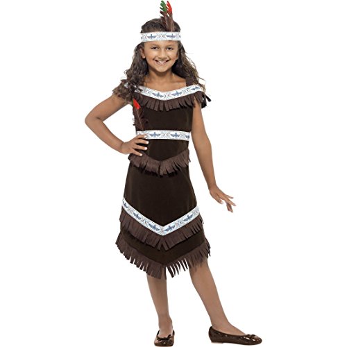 NET TOYS Indianerin Kostüm Pocahontas Kleid L - 145-158 cm 10-12 Jahre Squaw Kinderkostüm Indianer Verkleidung Mädchen Wildwest Outfit Kinder Western Faschingskostüm von NET TOYS