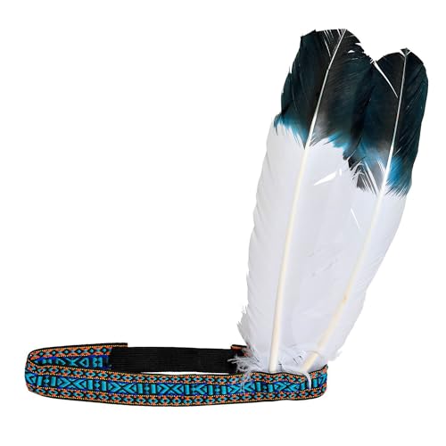 NET TOYS Indianerin Stirnband mit Federn - Schwarz-Weiß - Angesagter Unisex-Kopfschmuck Indianer Federschmuck von NET TOYS