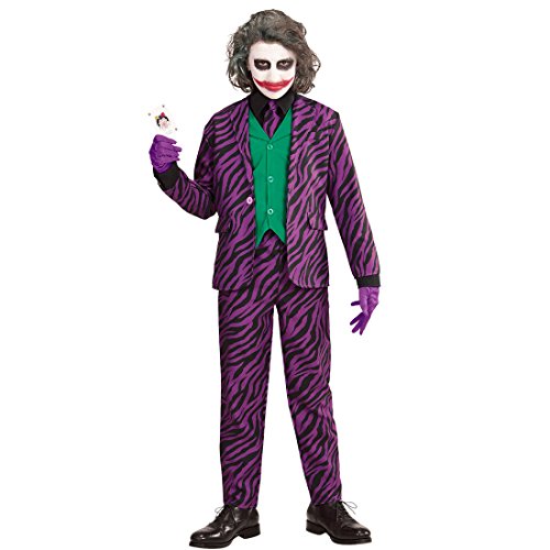 NET TOYS Joker Kinder Kostüm Bösewicht Halloweenkostüm 128, 5 - 7 Jahre Schurke Karnevalskostüm Jungen Kinderkostüm Halloween von NET TOYS