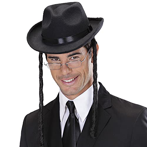 NET TOYS Jüdischer Hut mit Schläfenlocken Rabbihut mit Zöpfen Rabbi Kopfbedeckung Rabbiner Juden Hut von NET TOYS