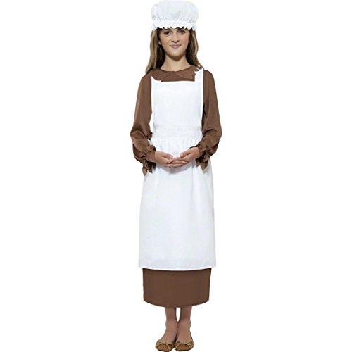 NET TOYS Kinder Magd Kostüm Mittelalter weiß Set Magdkostüm Magdhaube Mittelalterkostüm Maid Bäuerin Zofe Schürze und Haube von NET TOYS