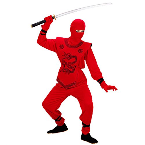 NET TOYS Kinder Ninja Kostüm in rot Japanischer Krieger rot 158 cm 11-13 Jahre Ninjakostüm Samurai Anzug Asiatischer Kämpfer von NET TOYS
