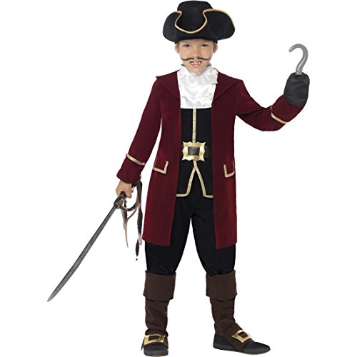 NET TOYS Kinder Piratenkostüm Edel Piraten Kostüm M 7-9 Jahre 128-140 cm Captain Hook Piratkostüm Seeräuberkostüm Freibeuter Kinderkostüm Pirat Faschingskostüm Karnevalskostüme Jungen von NET TOYS