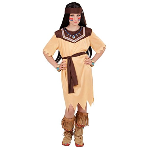 NET TOYS Kleine Indianerin Kostüm Squaw Kinderkostüm 128, 5 - 7 Jahre Indianer Verkleidung Mädchen Pocahontas Kleid von NET TOYS