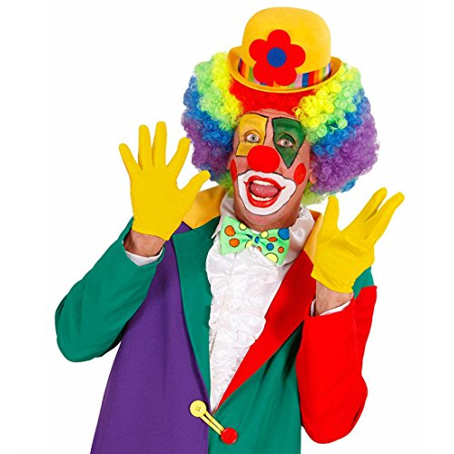 NET TOYS Kurze Handschuhe gelb Clownhandschuhe mit Biesen Kostüm Zubehör Fingerhandschuhe Dünne Handschuhe Damen Accessoire Damen Handschuhe von NET TOYS