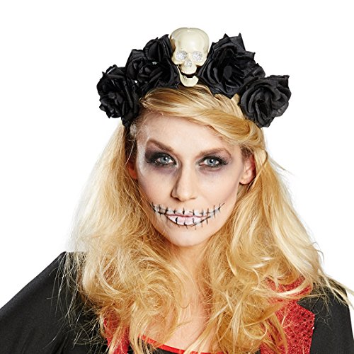 NET TOYS La Catrina Haarreif Rosen Kopfschmuck Sugar Skull schwarz Tag der Toten Haarschmuck Gothic Totenschädel Diadem NET TOYS La Catrina Haarreif Rosen Kopfschmuck Sugar Skull schwarz Tag der Toten Haarschmuck Gothic Totenschädel Diadem von NET TOYS