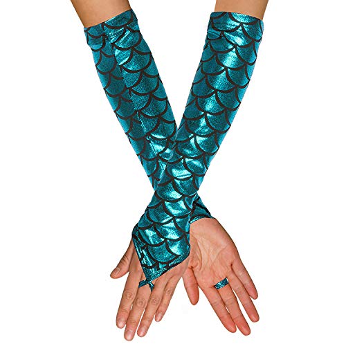 NET TOYS Lange Fingerlose Handschuhe Meerjungfrau - Grün - Elegantes Damen-Accessoire Stulpen Mermaid - EIN Blickfang für Kostümfest & Fasching NET TOYS Lange Fingerlose Handschuhe Meerjungfrau - Grün - Elegantes Damen-Accessoire Stulpen Mermaid - EIN Blickfang für Kostümfest & Fasching von NET TOYS