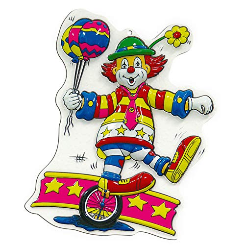 NET TOYS Lustige Wanddeko Clown auf Einrad 40 cm - Originelle Party-Dekoration Harlekin Raumdeko - Genau richtig für Fasching & Karneval von NET TOYS