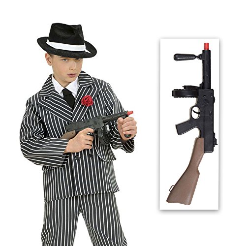 NET TOYS Mafia Maschinengewehr mit Sound Gangster Waffe schwarz-braun Länge 50 cm Mafia Gewehr Spielzeug Gewehr Spielzeugwaffe von NET TOYS