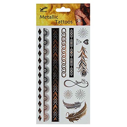 NET TOYS Metallic Abziehtattoos Indianer Klebetattoos Indianer Fake Tattoos Klebe Tattoo Ägypterin Temporäre Haut Klebe Tattoos Make up Fasching von NET TOYS