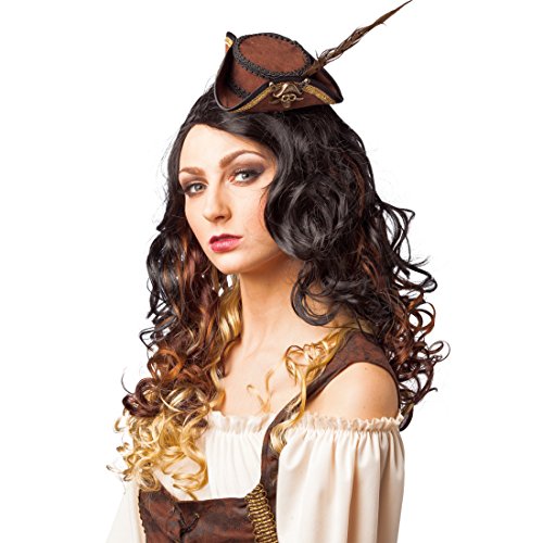NET TOYS Minihut Piratin Minizylinder Piratenbraut mit Feder Miniatur Piratenhut Zubehör Piratenkostüm von NET TOYS