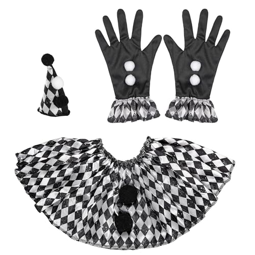 NET TOYS Modisches Harlekin Verkleidungs-Set - Schwarz-Weiß - Reizvolles Frauen-Kostüm-Zubehör Joker mit Minihut, Kragen und Handschuhe NET TOYS Modisches Harlekin Verkleidungs-Set - Schwarz-Weiß - Reizvolles Frauen-Kostüm-Zubehör Joker mit Minihut, Kragen und Handschuhe von NET TOYS