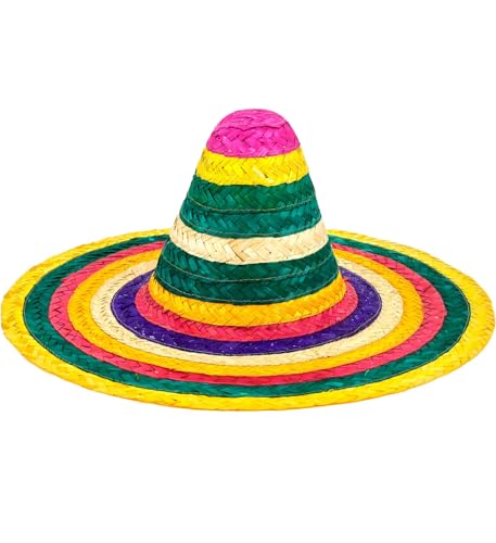 NET TOYS Multicolor Sombrero Hut Mexikaner Sombreros Strohhut Sommerhut Partyhut Fasching Karneval Mexiko von NET TOYS