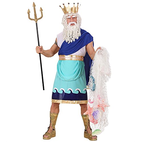 NET TOYS Neptun Kostüm Poseidon blau M 46/48 Neptunkostüm Griechischer Gott Meeresgott Kostüm von NET TOYS