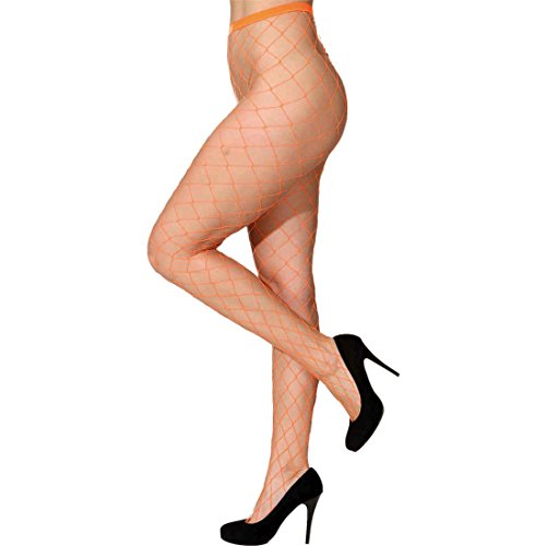 NET TOYS Netzstrumpfhose grobmaschig Strumpfhose neon-orange Damenstrumpfhose Netzstrümpfe Damen von NET TOYS