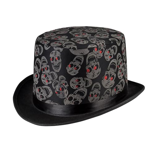 NET TOYS Origineller Totenkopf Zylinder-Hut - Aufregende Party-Kopfbedeckung Skull Zylinder für Erwachsene von NET TOYS