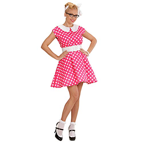 NET TOYS Originelles 50er Jahre Kleid mit Petticoat - Rosa-Weiß L (42/44) - Traumhafte Damen-Verkleidung Vintage mit Polka Dots - Wie geschaffen für Fasching & Karneval von NET TOYS
