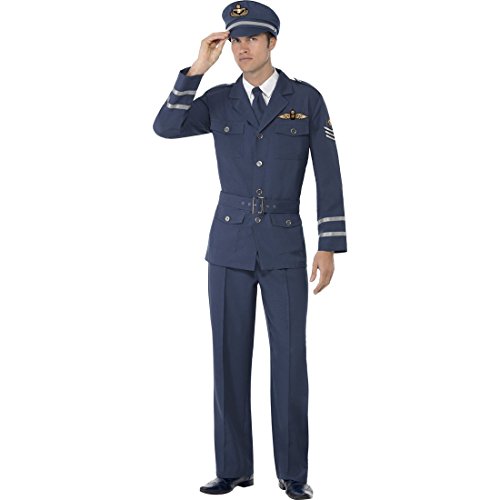NET TOYS Pilotenkostüm Flieger Kostüm Pilot L 52/54 Piloten Outfit Fliegerkostüm Air Force Flugkapitän Verkleidung von NET TOYS